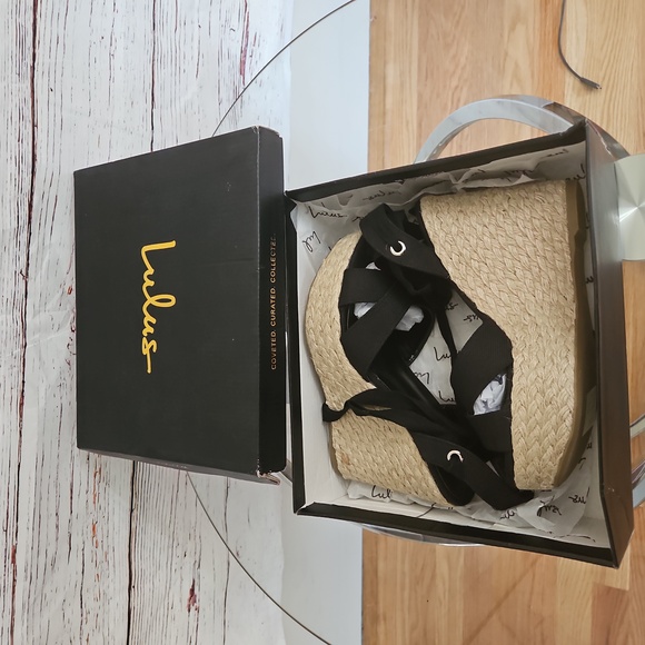 NWT Lulu's Esme Ankle Wrap Tie Espadrille Wedges - Picture 12 of 14